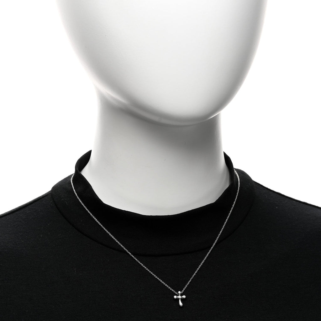 Platinum Diamond 9mm Elsa Peretti Cross Pendant Necklace