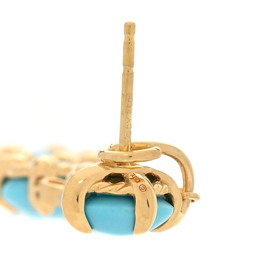 18K Yellow Gold Diamond Turquoise Chatelaine Drop Earrings