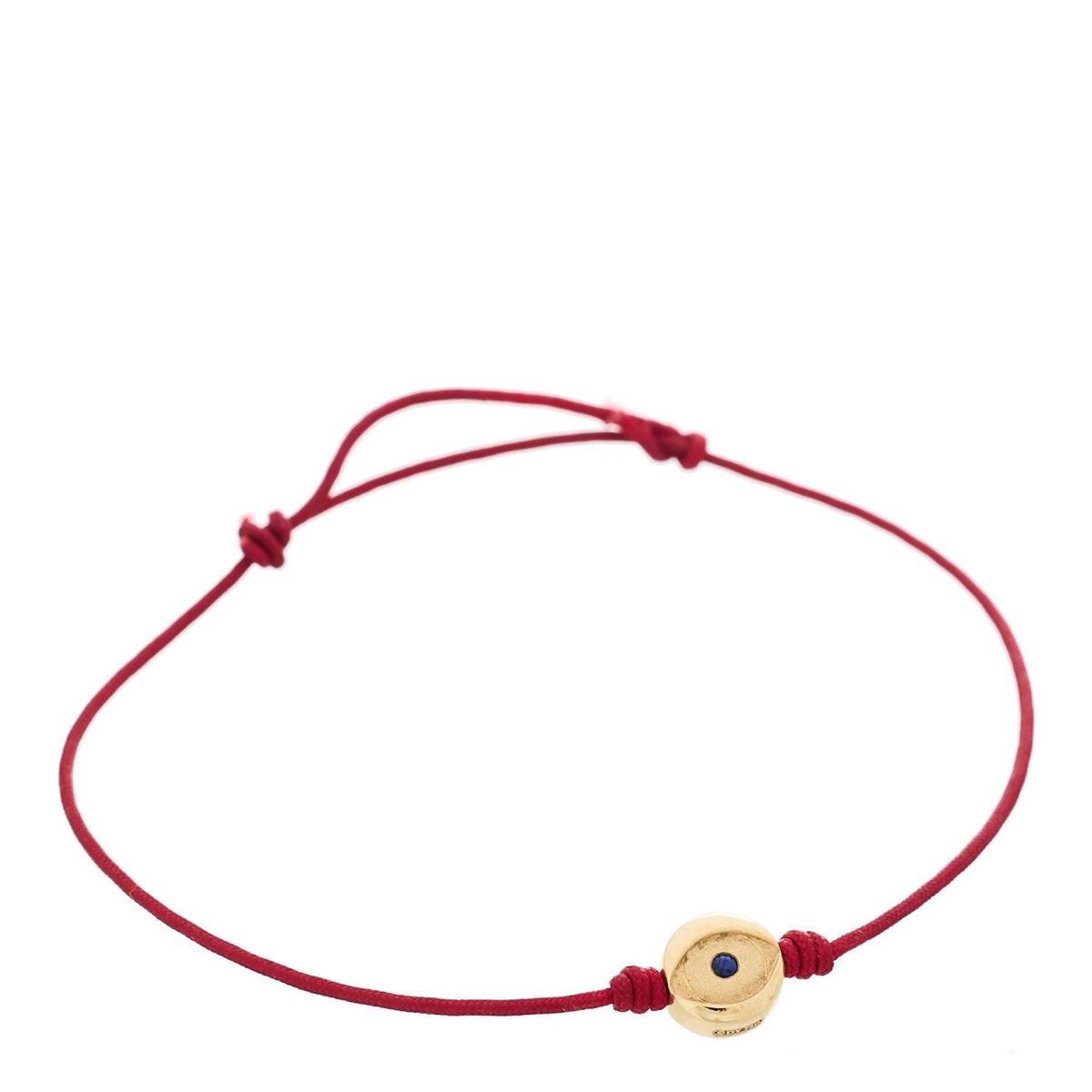 18K Yellow Gold Blue Sapphire Nylon Evil Eye Bracelet Red Red