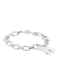 Sterling Silver Oval Clasping Link Emblem Lock Charm Bracelet