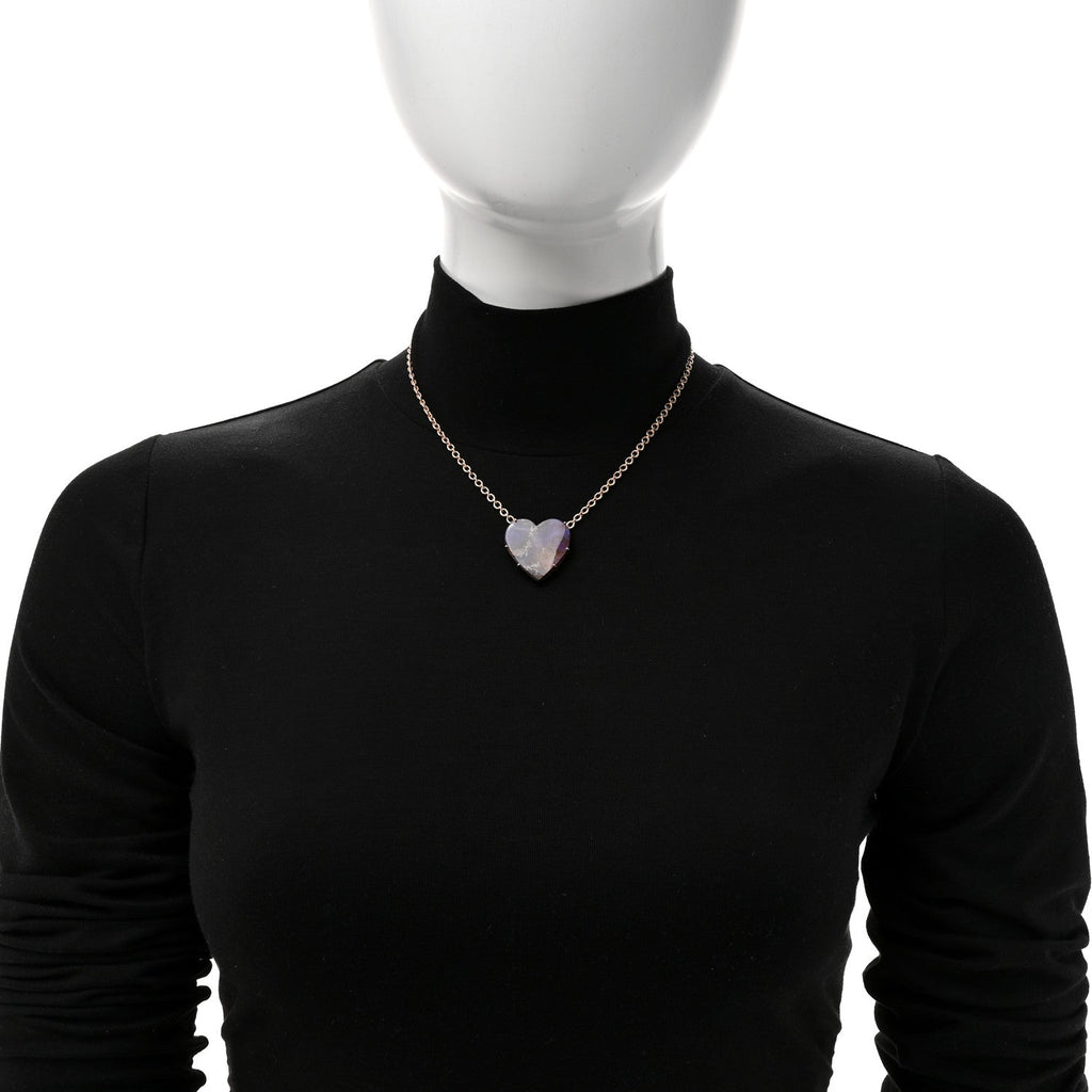 18K Rose Gold Boulder Opal One of a Kind Love Pendant Necklace
