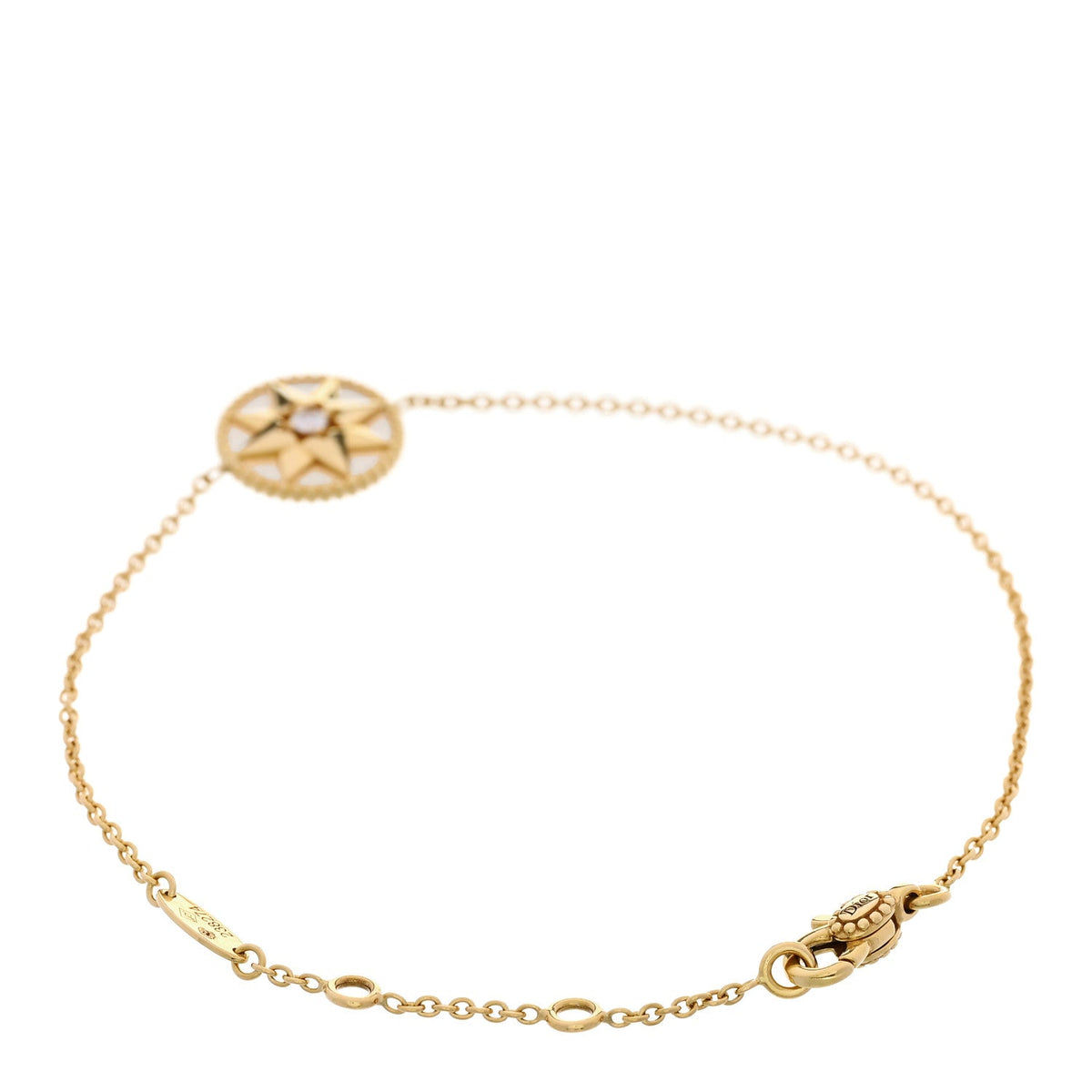 18K Yellow Gold Diamond Mother of Pearl Rose Des Vents Bracelet