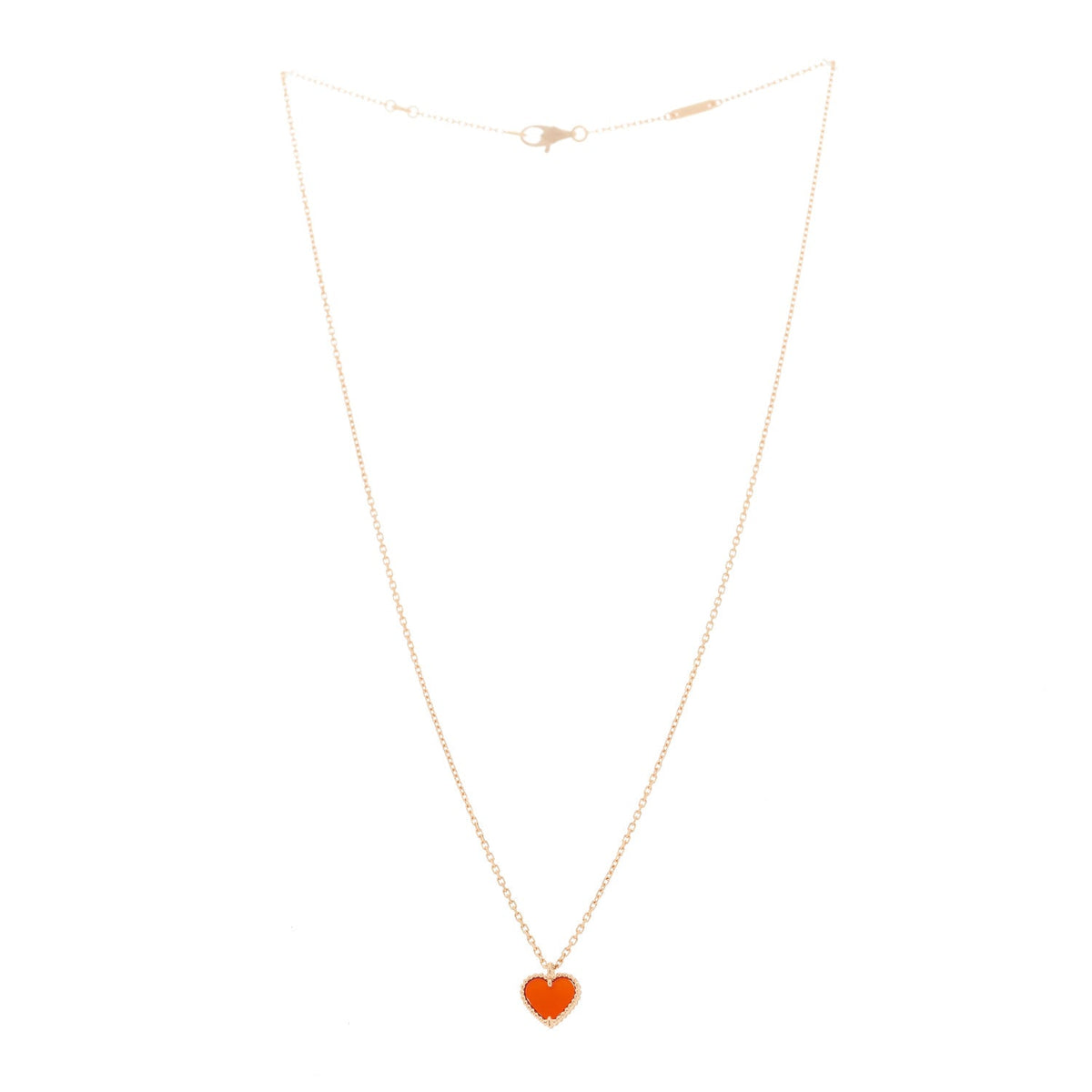 18k Rose Gold Carnelian Sweet Alhambra Heart Pendant Necklace