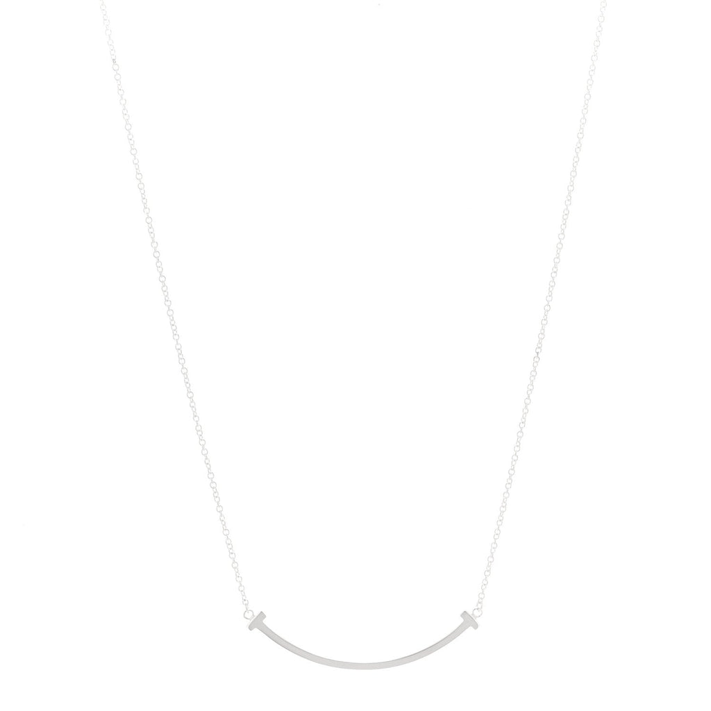 Sterling Silver Small T Smile Pendant Necklace