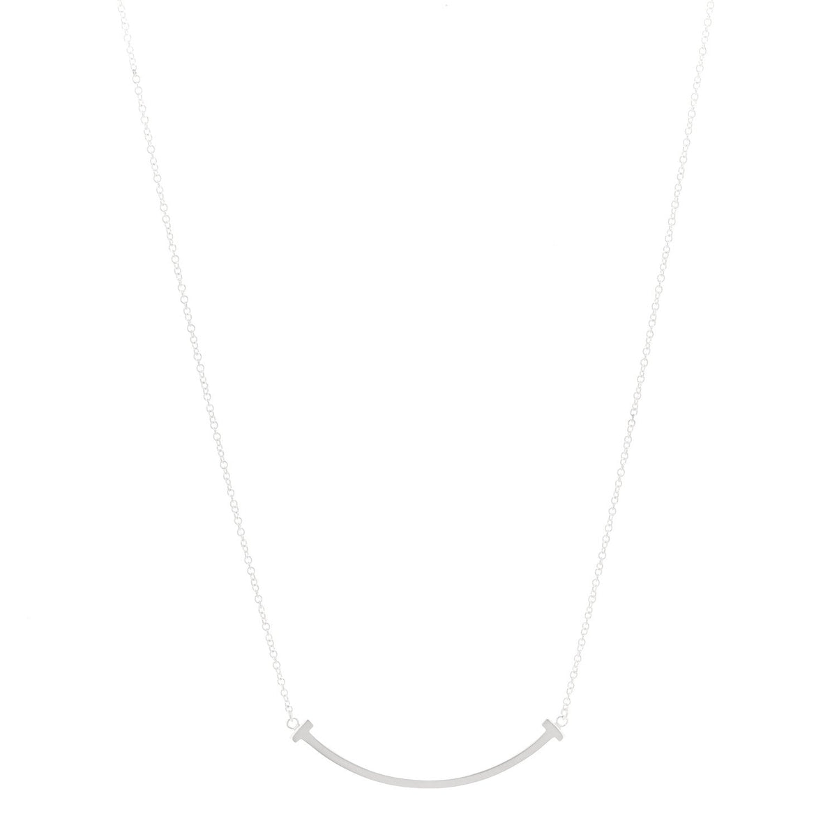 Sterling Silver Small T Smile Pendant Necklace