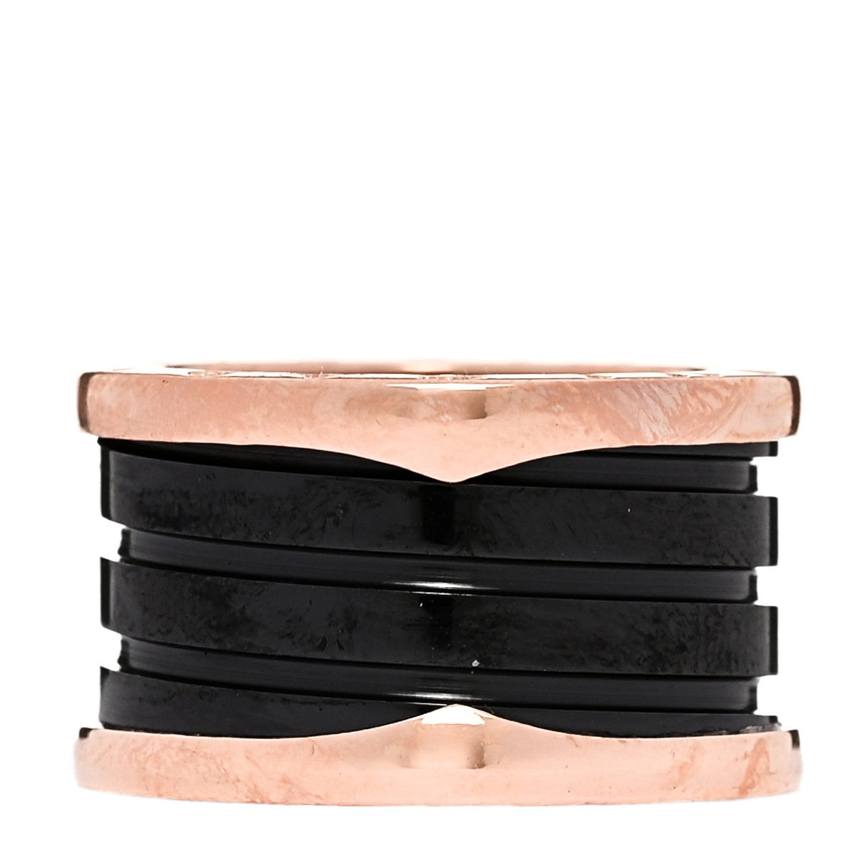 18K Rose Gold Black Ceramic B.Zero1 Four-Band Ring 50 5.25