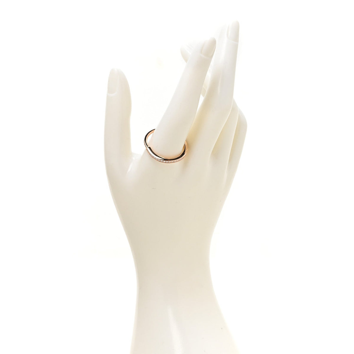 18K Rose Gold Diamond Lock Pave Ring 65 11