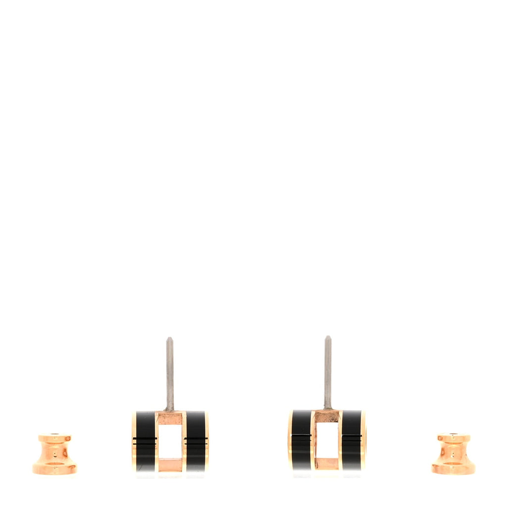 Gold Lacquered Pop H Earrings Black