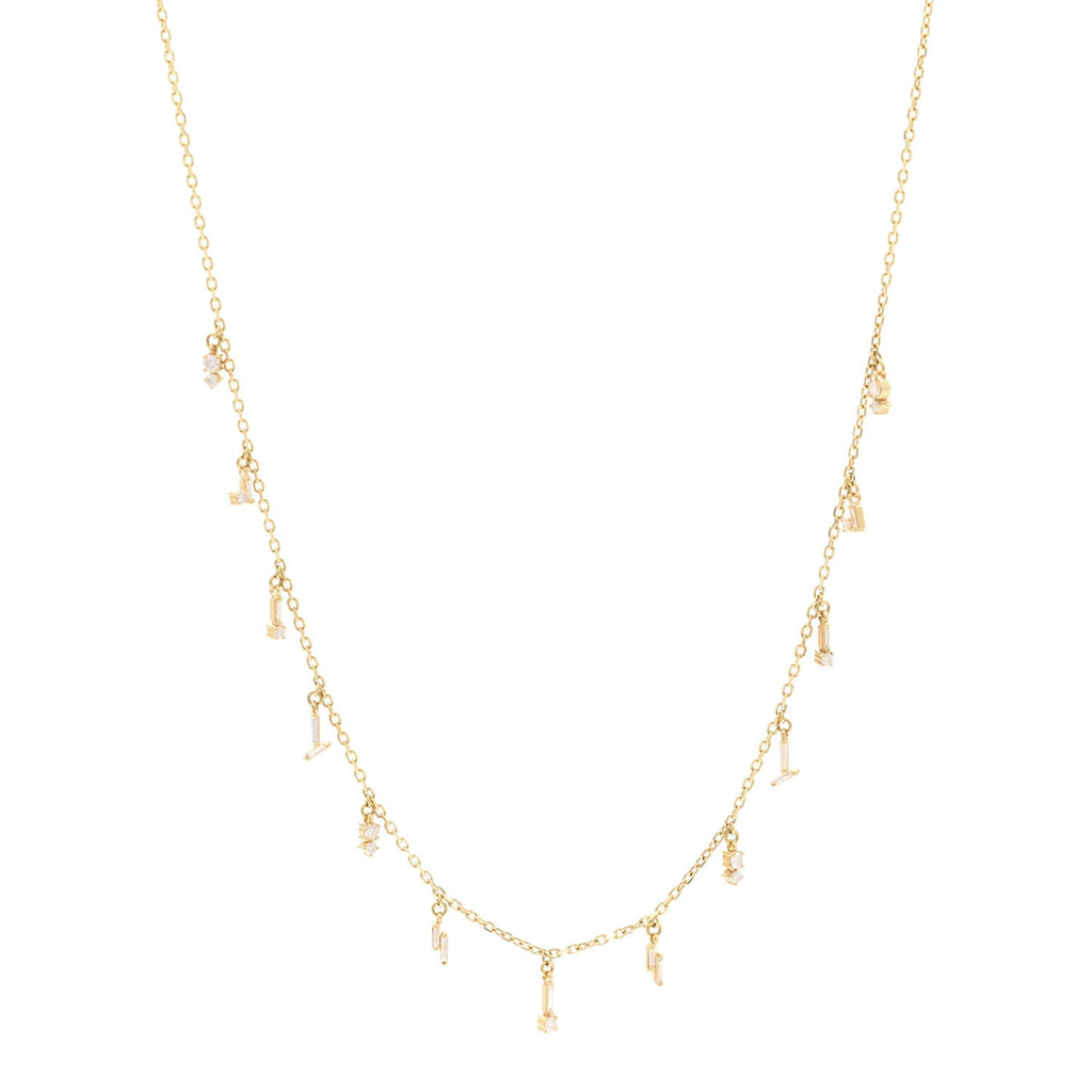 18K Yellow Gold Diamond Classic Drop Necklace
