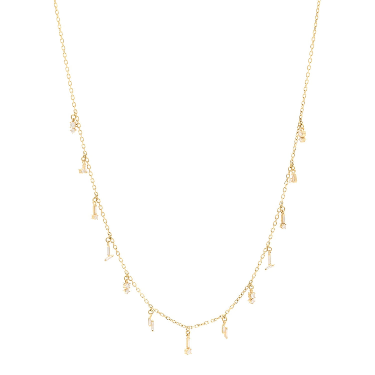 18K Yellow Gold Diamond Classic Drop Necklace