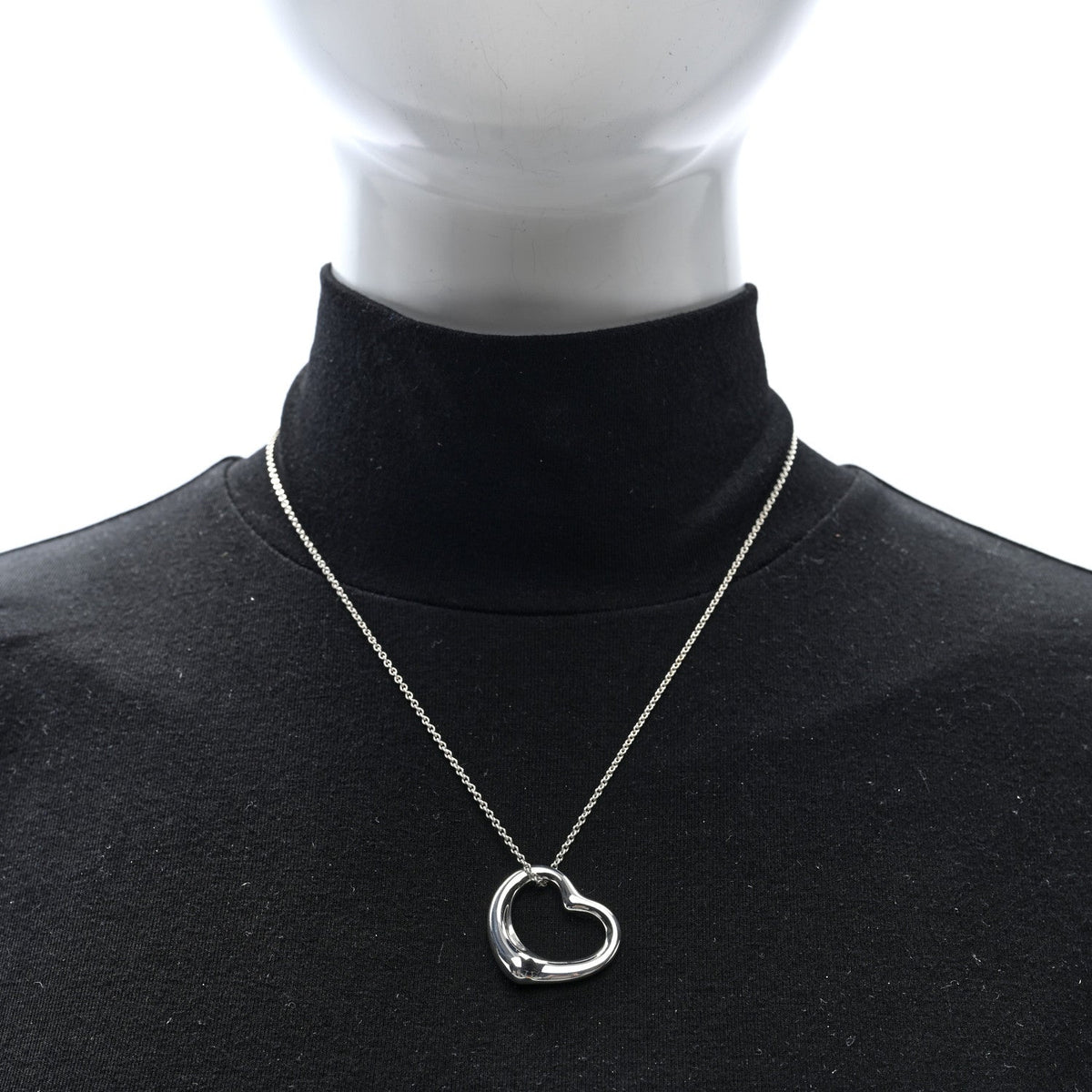 Sterling Silver 27mm Elsa Peretti Open Heart Pendant Necklace