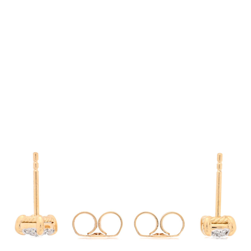 18K Yellow Gold Diamond 11mm Chatelaine Pave Stud Earrings