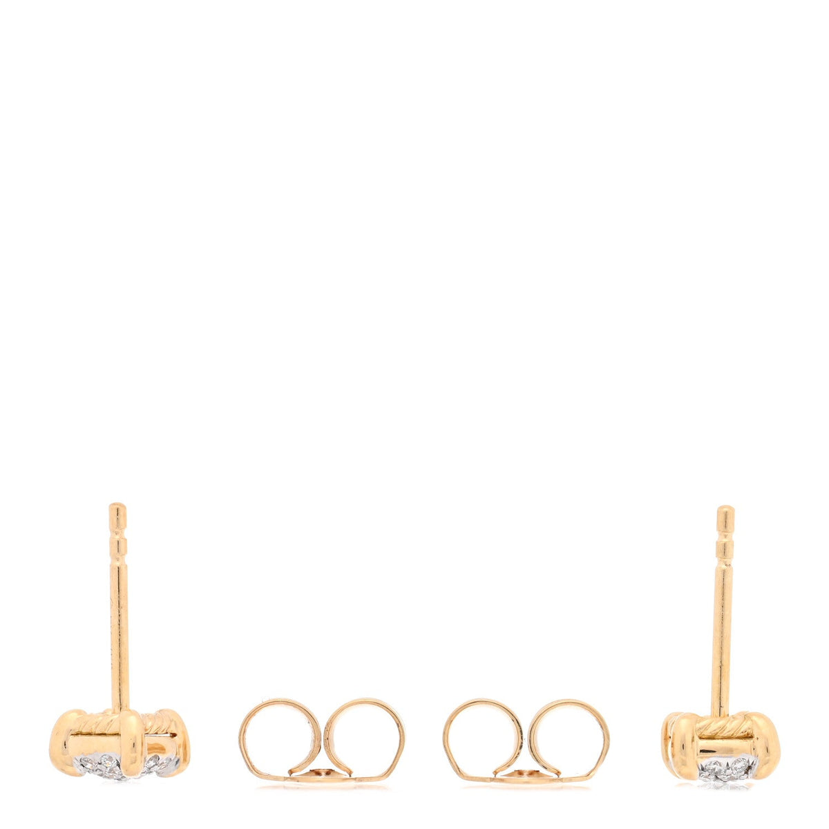 18K Yellow Gold Diamond 11mm Chatelaine Pave Stud Earrings