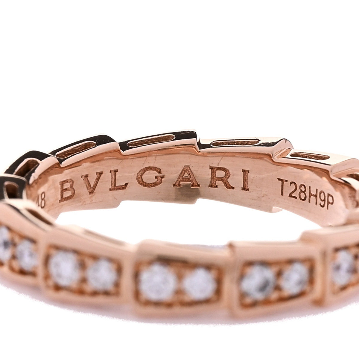 18K Rose Gold Diamond Serpenti Viper Band Ring  48 4.5