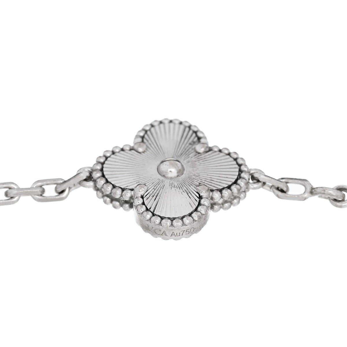 18K White Gold 5 Motifs Guilloche Vintage Alhambra Bracelet