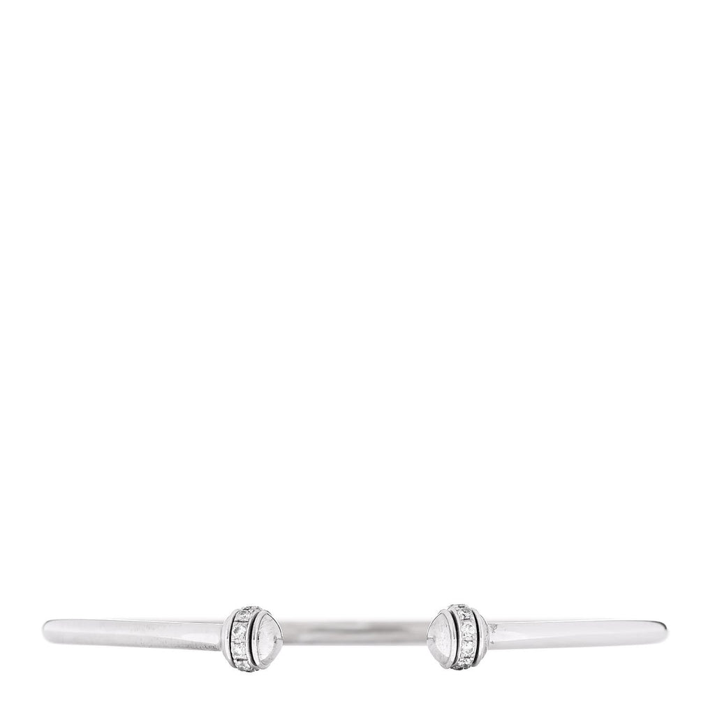 18K White Gold Diamond Thin Possession Open Bangle Bracelet