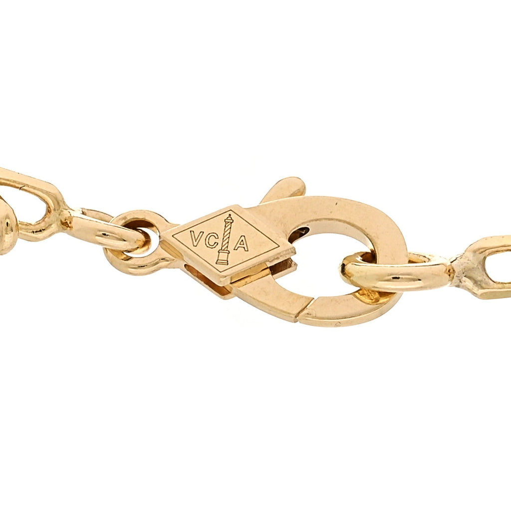 18K Yellow Gold Blue Agate 5 Motifs Vintage Alhambra Bracelet