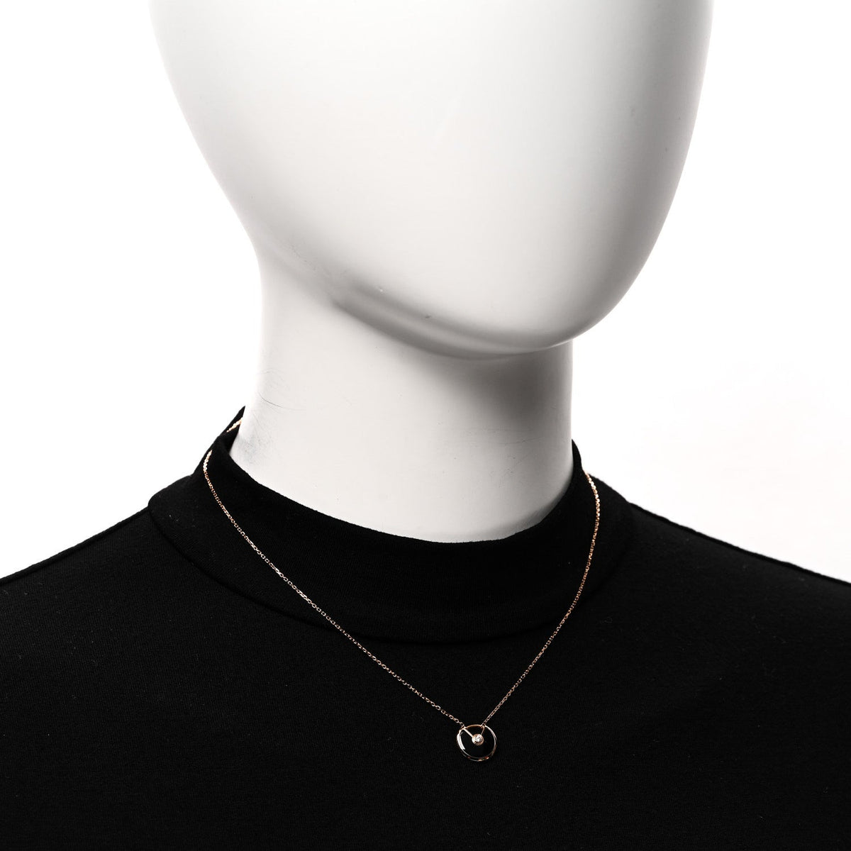 18K Pink Gold Diamond Black Onyx XS Amulette de Cartier Pendant Necklace