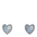 Sterling Silver Enamel Interlocking G Heart Stud Earrings Blue