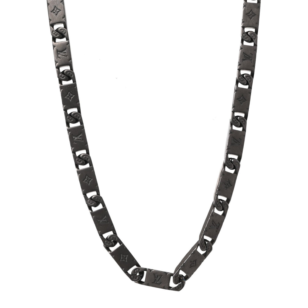 Metal Monogram Tied Up Necklace Black