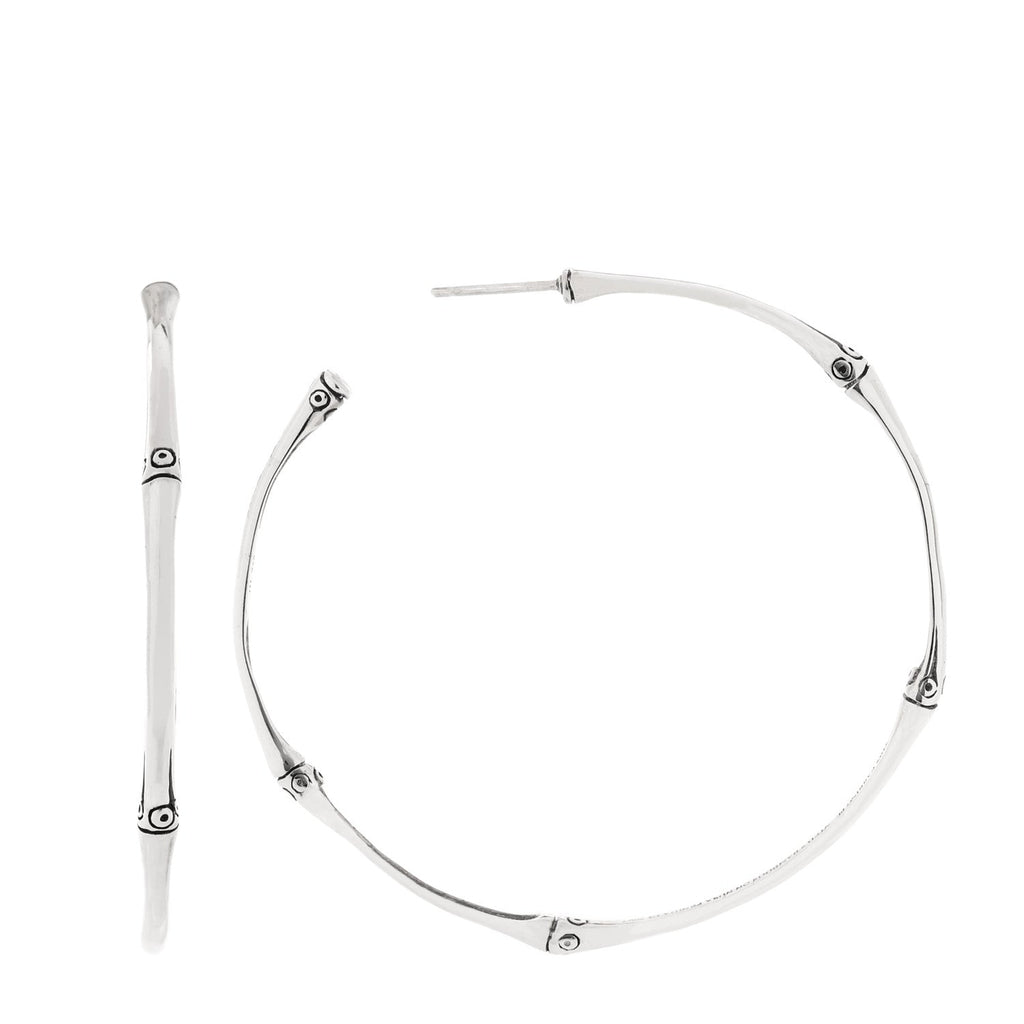 Sterling Silver Large Bamboo Hoop Earrings