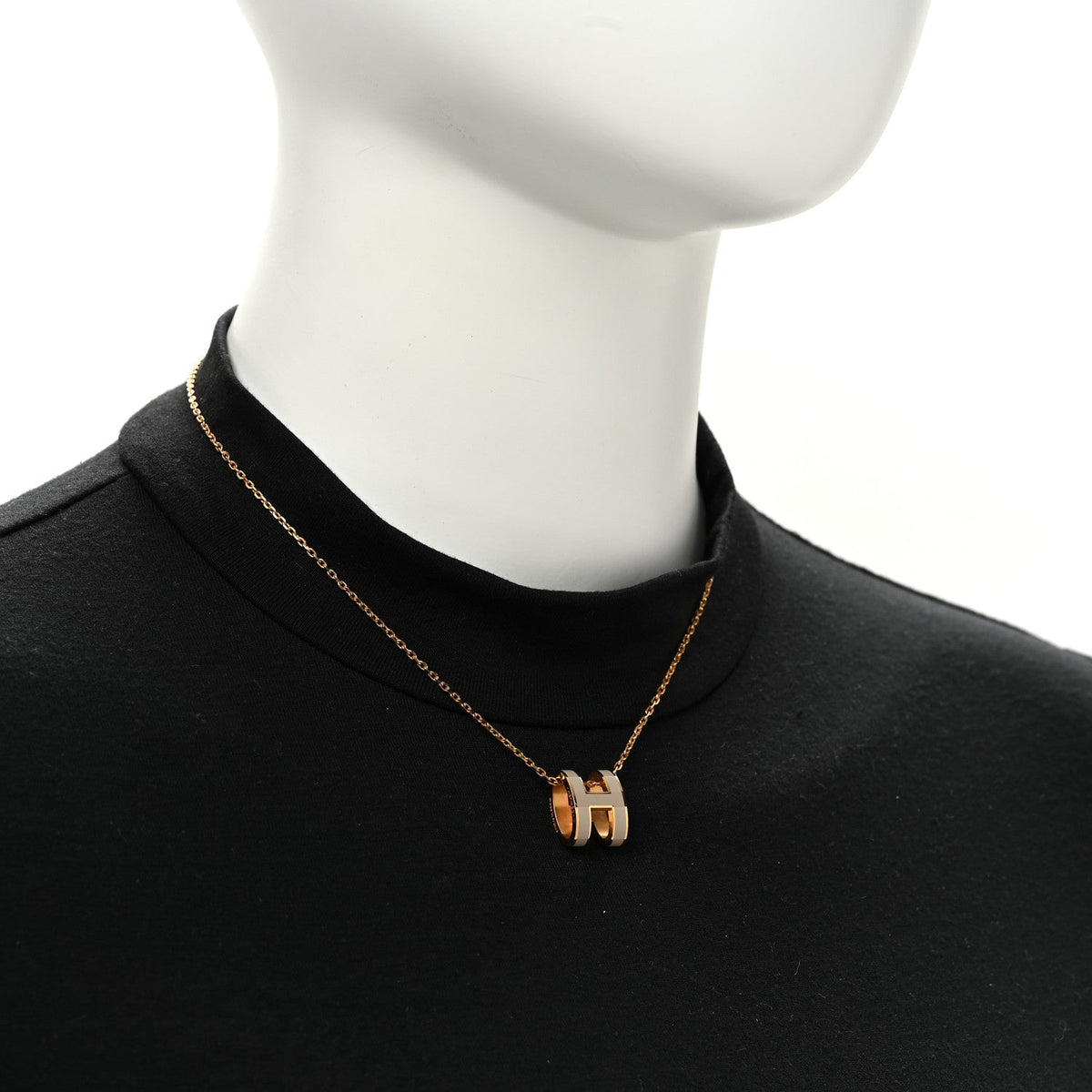 Lacquered Gold Pop H Pendant Necklace Marron Glace