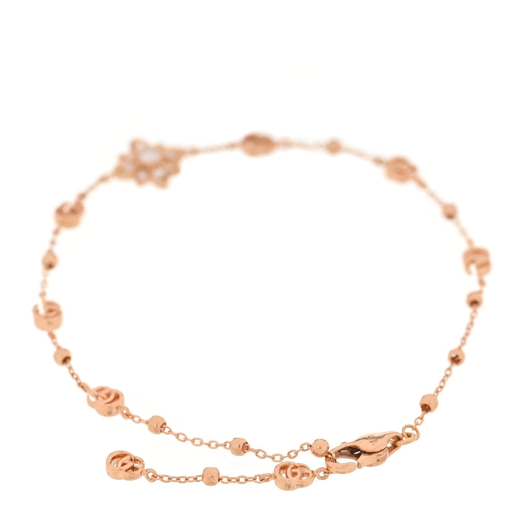 18K Rose Gold Diamond GG Flora Station Bracelet