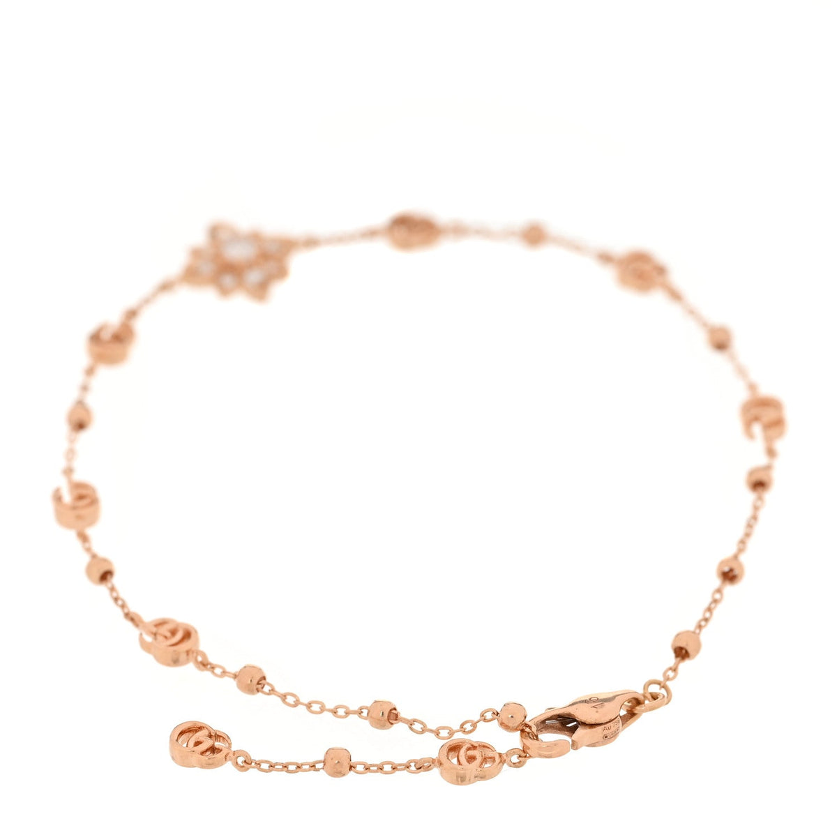18K Rose Gold Diamond GG Flora Station Bracelet