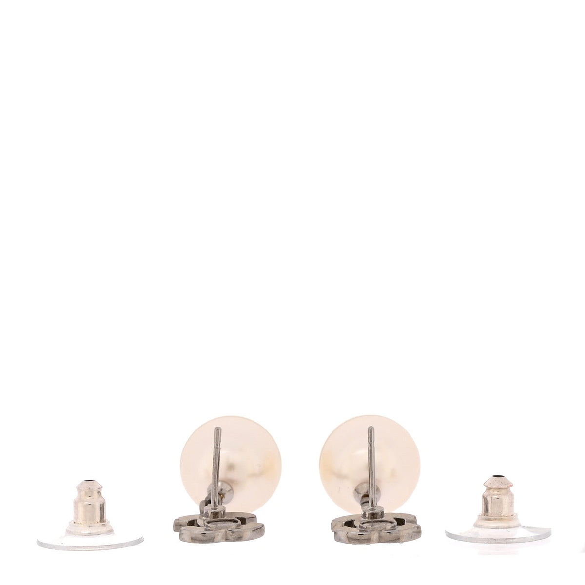 Crystal Pearl CC Drop Earrings Silver Pearly White