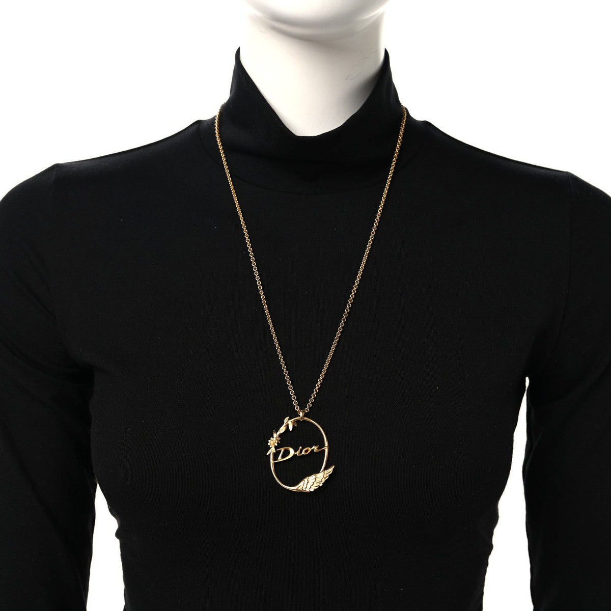 Metal Script Logo Necklace Gold