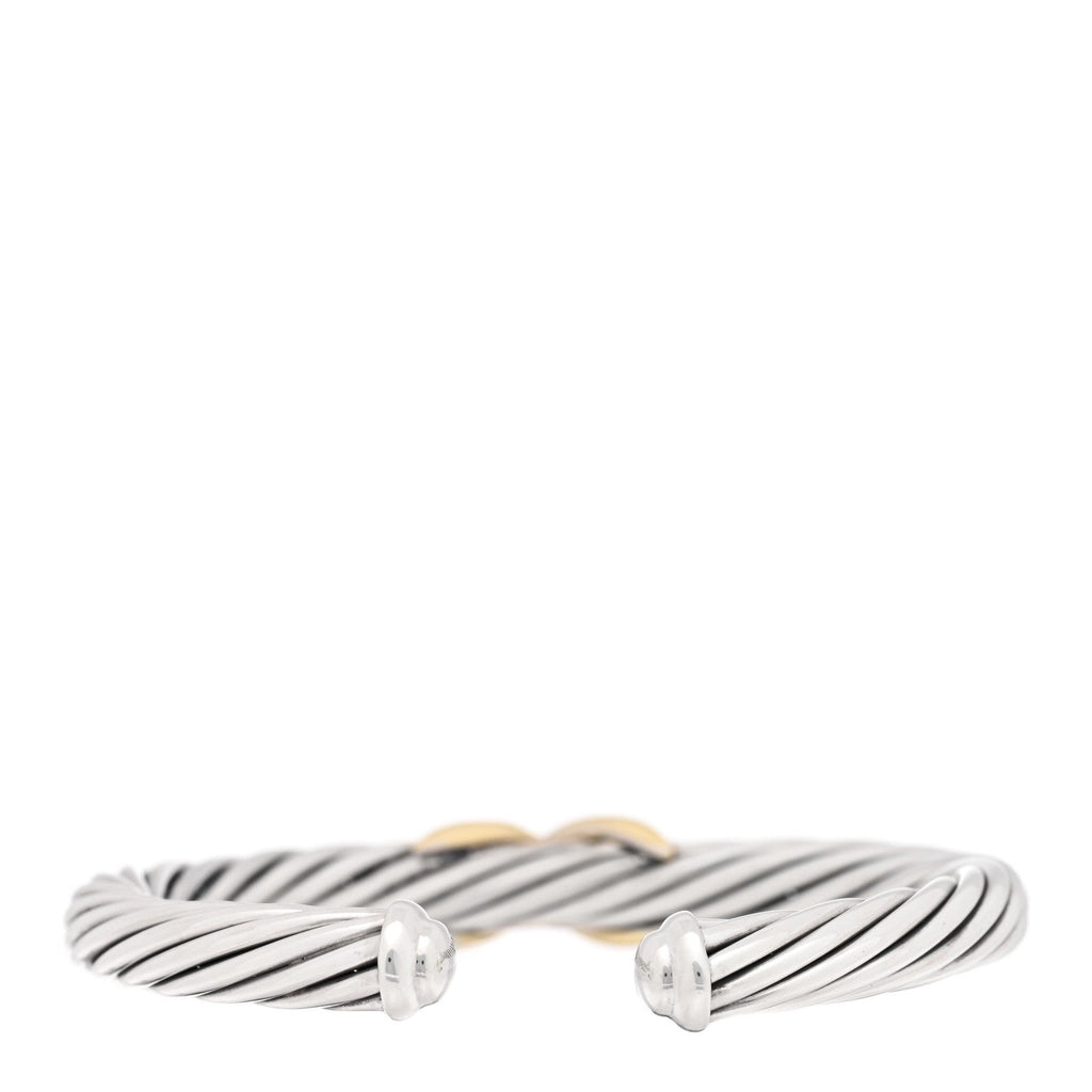 Sterling Silver 14K Yellow Gold 7mm X Station Cable Bracelet