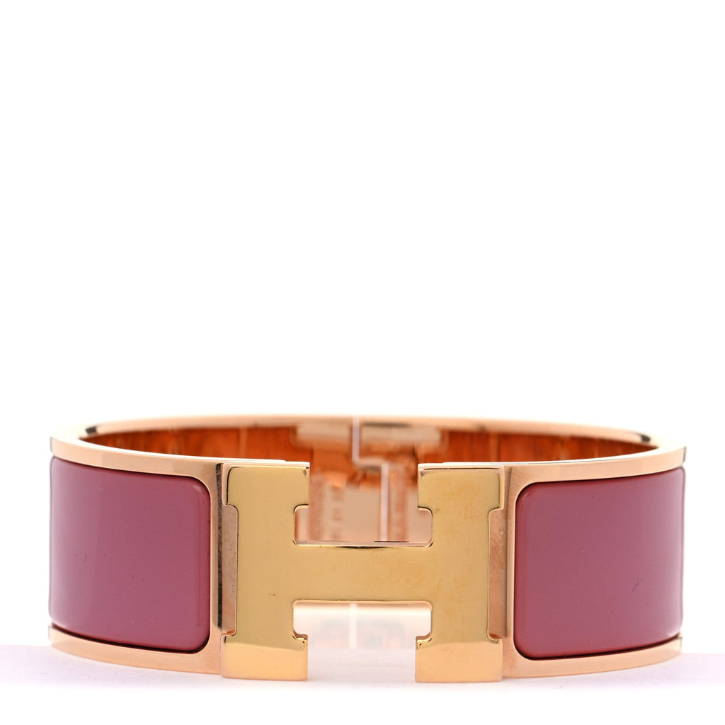 Enamel Wide Clic Clac H Bracelet GM Rose Velours