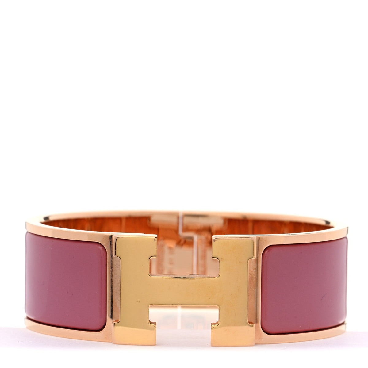 Enamel Wide Clic Clac H Bracelet GM Rose Velours