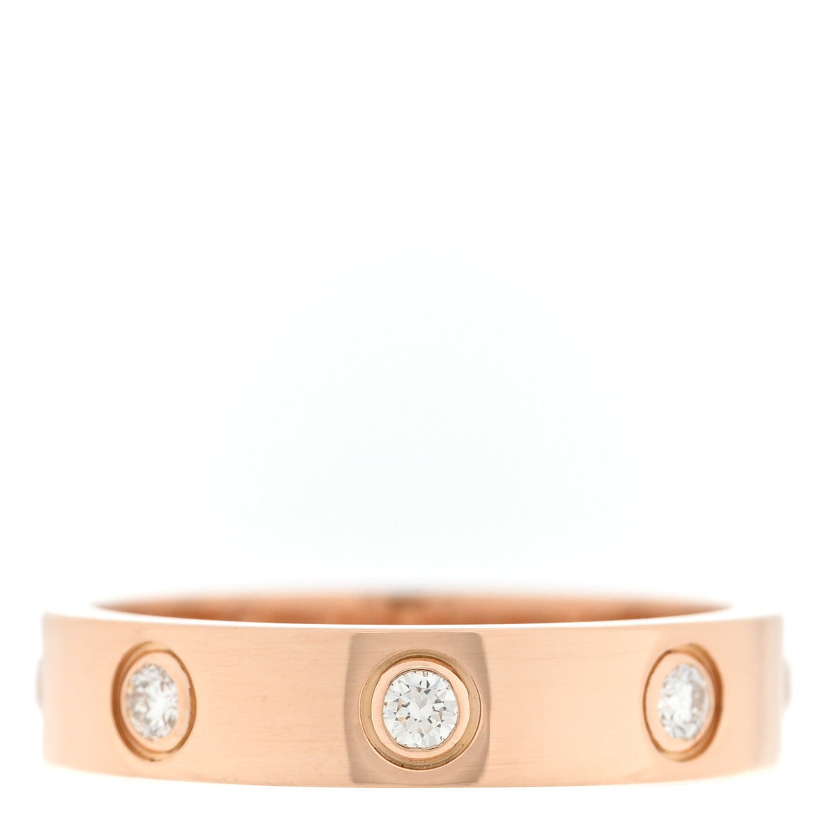 18K Pink Gold 8 Diamond 4mm LOVE Wedding Band Ring 49 5