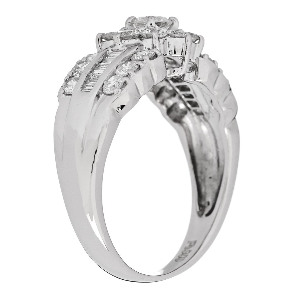 Platinum Diamond 1.02ctw Flower Ring 50 5.25