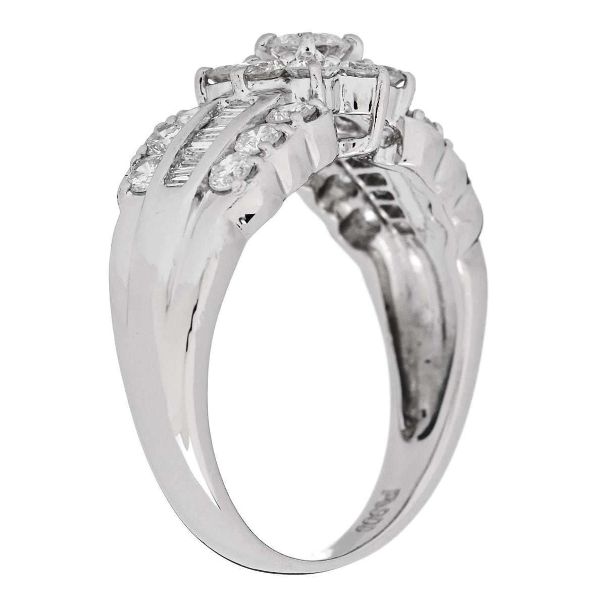 Platinum Diamond 1.02ctw Flower Ring 50 5.25
