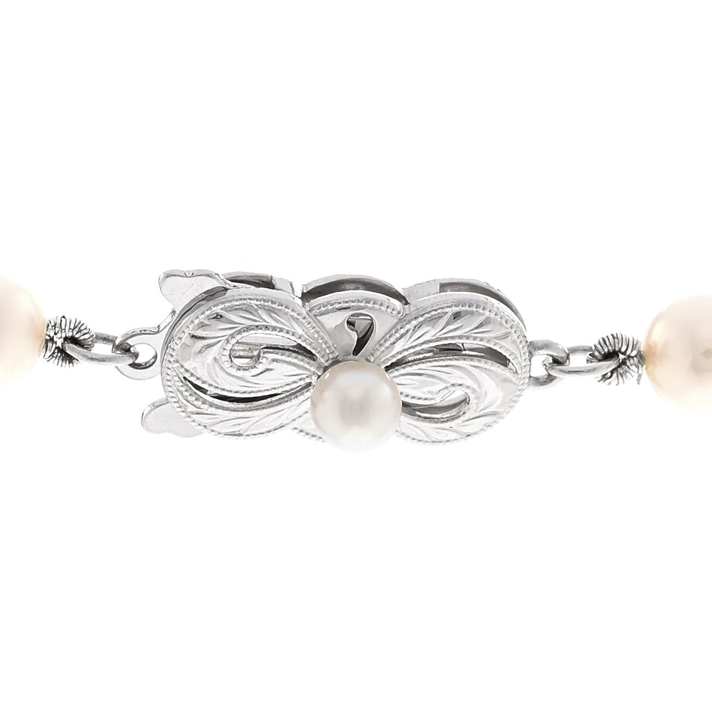 18K White Gold Akoya Cultured Pearl 6-6.5mm Strand Necklace 16"