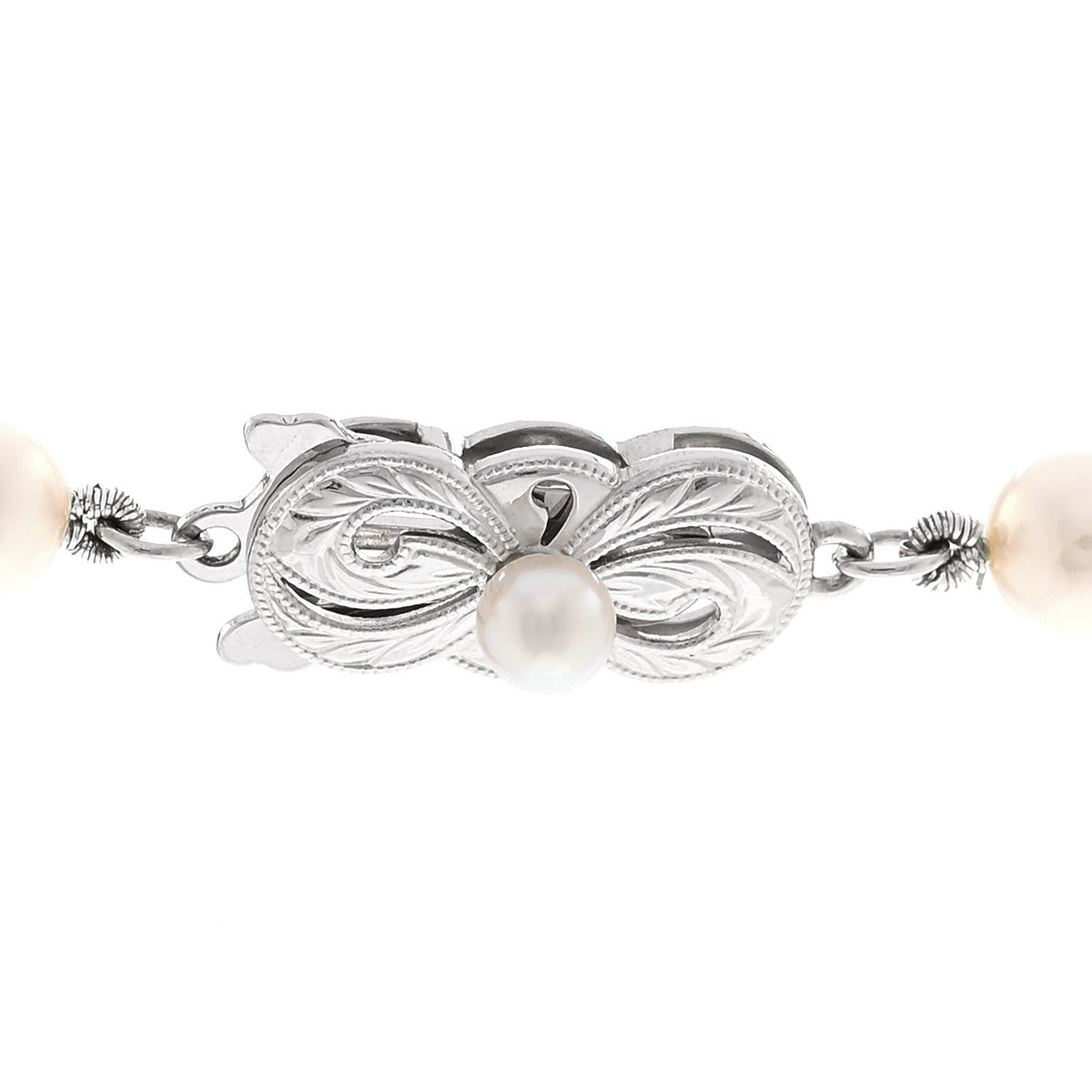 18K White Gold Akoya Cultured Pearl 6-6.5mm Strand Necklace 16"