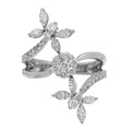 18K White Gold Diamond 1.35ctw Floral Butterfly Ring  56 7.5