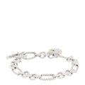 Sterling Silver 18K Yellow Gold Cable Heart Charm Bracelet