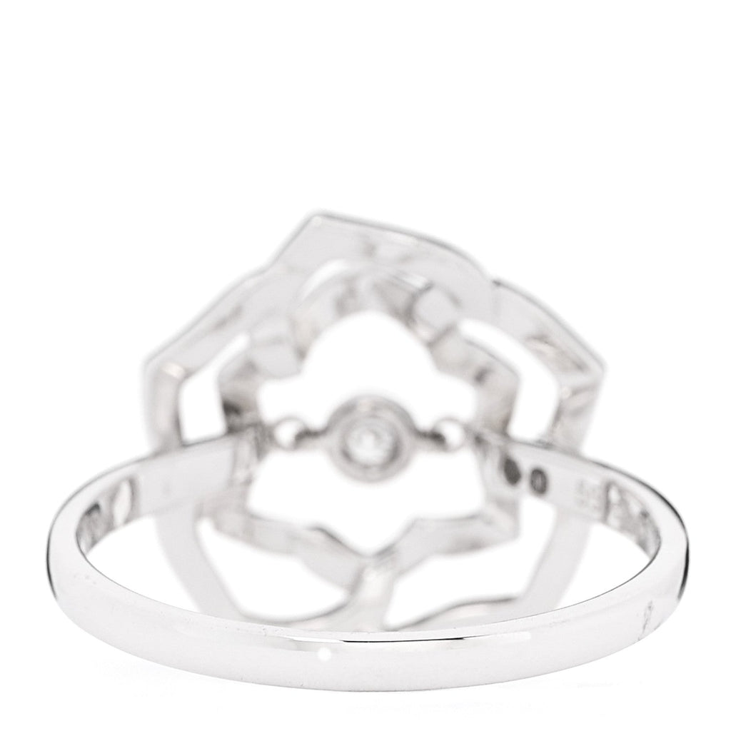 18K White Gold Diamond .24ct Rose Ring 55 7.25