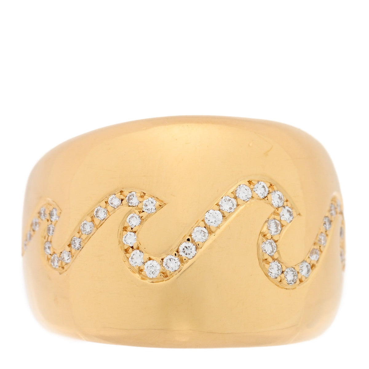 18K Yellow Gold Diamond Wave Ring 52 6