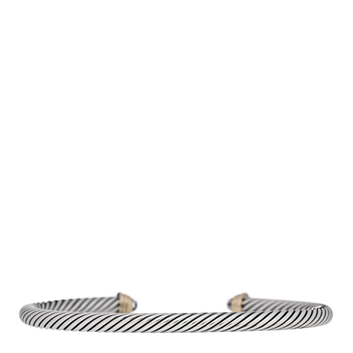 Sterling Silver 14K Yellow Gold Aquamarine 4mm Kids Cable Bracelet