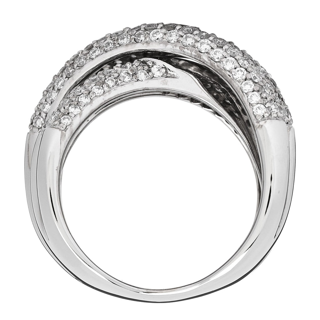 18K White Gold Diamond 1.75ctw Crossover Band Ring 58 8.25