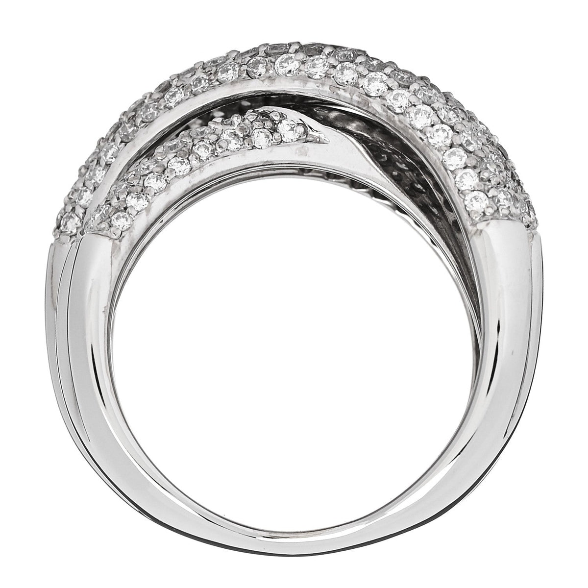 18K White Gold Diamond 1.75ctw Crossover Band Ring 58 8.25