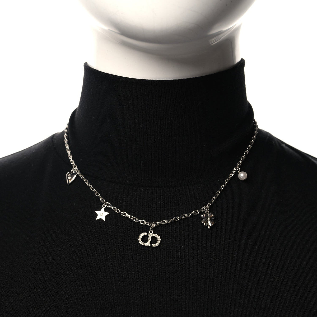 Crystal Petit CD Lucky Charms Necklace Silver