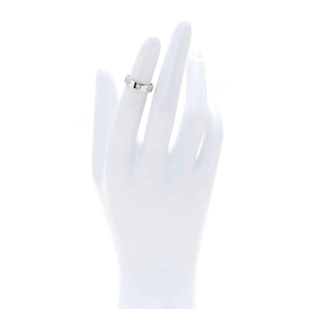 18K White Gold Diamond 4mm LOVE Wedding Band Ring 45 3.25