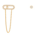 18K Yellow Gold Diamond Move Uno Chain and Stud Earrings