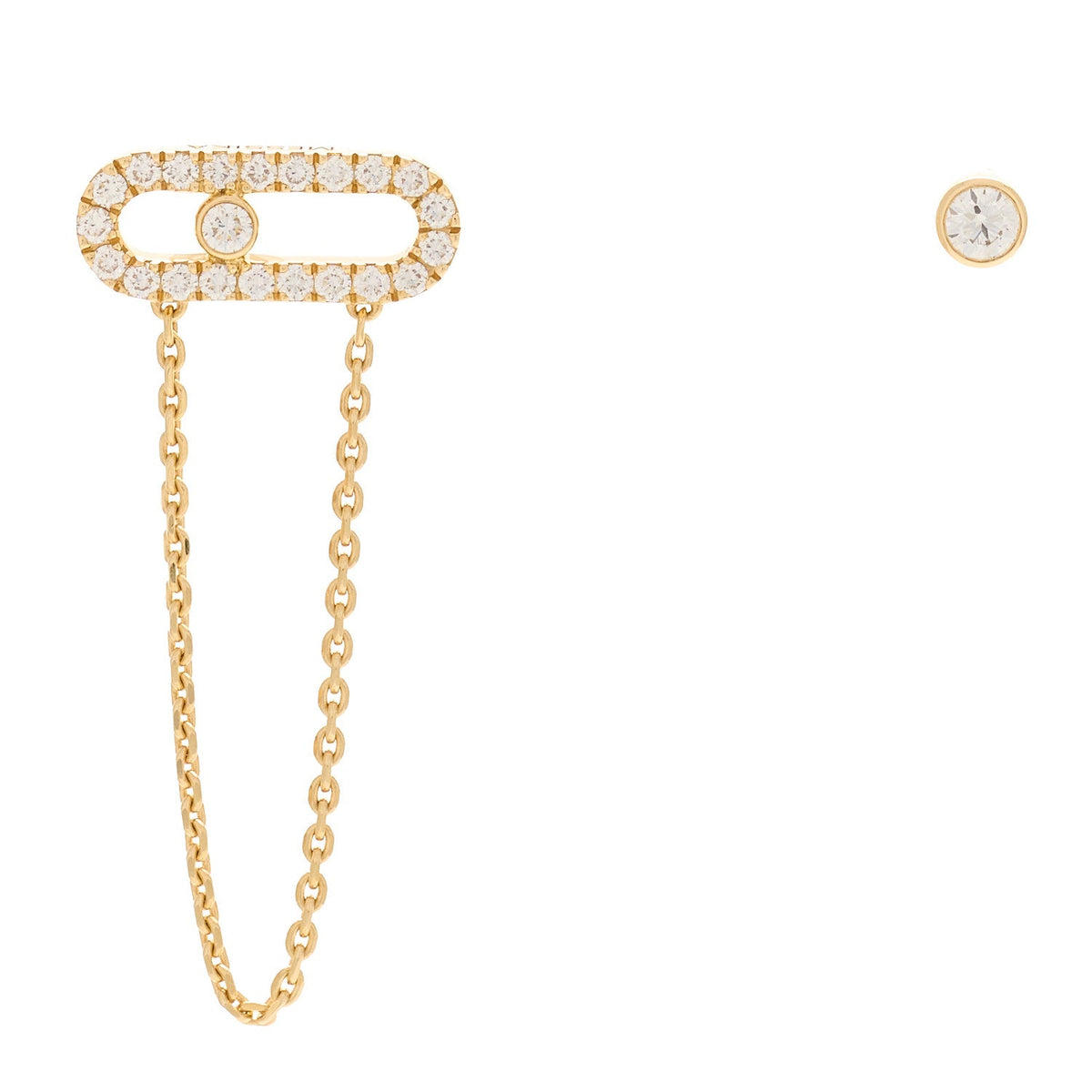18K Yellow Gold Diamond Move Uno Chain and Stud Earrings