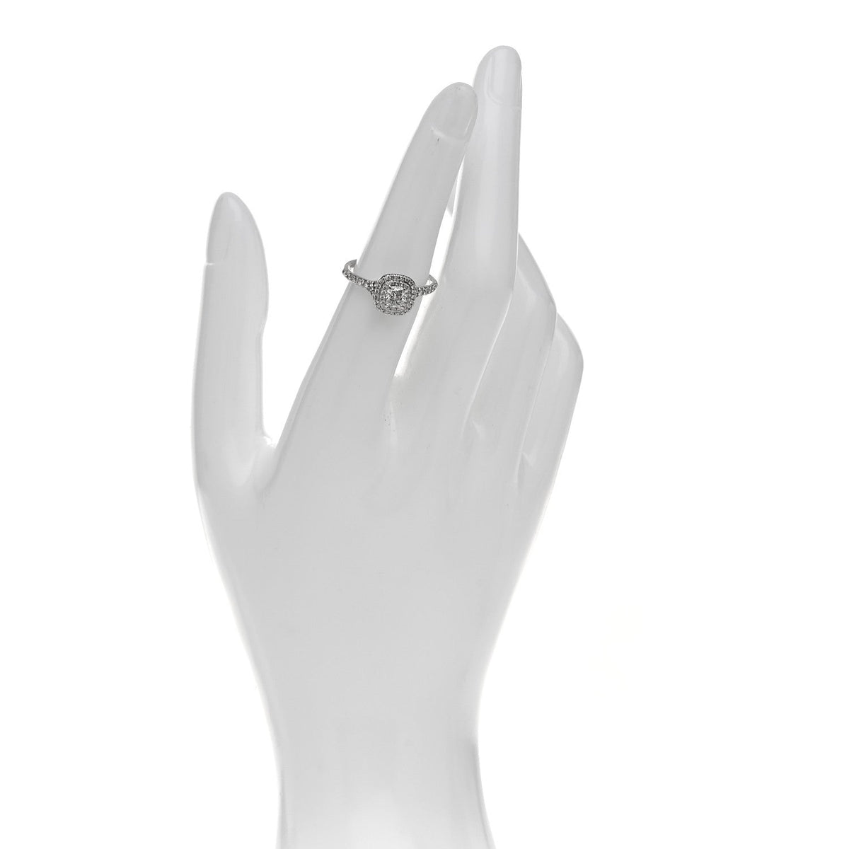 Platinum Diamond .41ct Soleste Cushion Cut Double Halo Engagement Ring 50 5.25